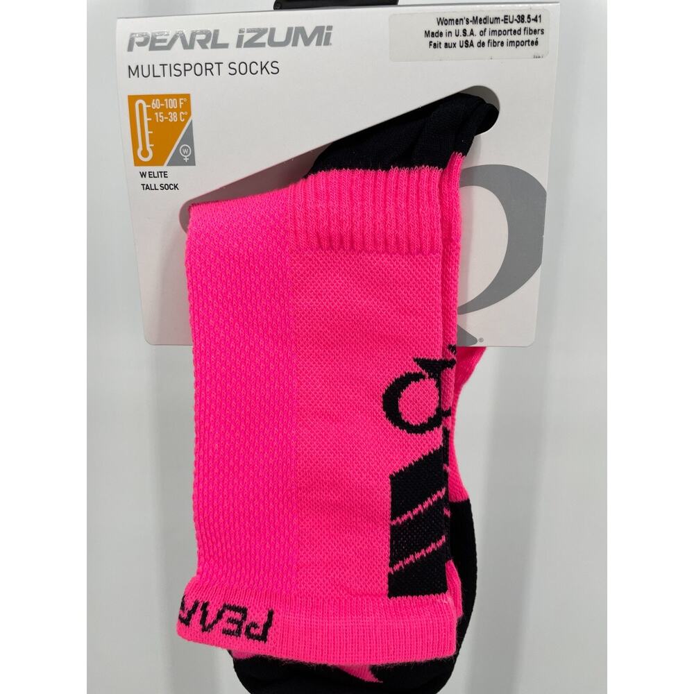 Pearl Izumi Womens Elite Tall Sock Sz M Screaming Pink Quick Dry